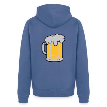 Maßkrug Beer - Unisex Premium Organic Zip Hoodie - stone blue - Back - Nico (187cm)