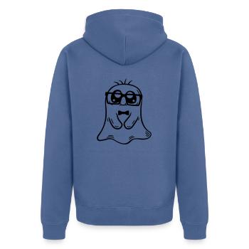 Sympathique Nerd Ghost Comic - Veste à capuche bio Premium Unisexe - bleu pigeon - Dos - Nico (187cm)