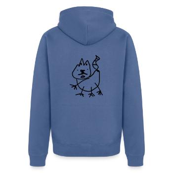 Katze - Unisex Premium Bio Zip Hoodie - Taubenblau - Hinten - Nico (187cm)