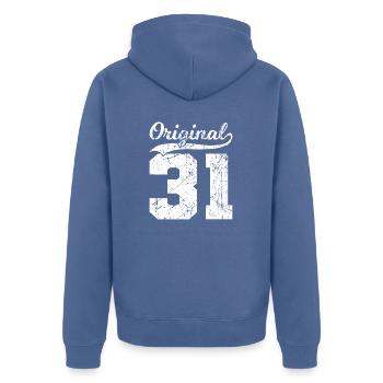 31 Original 93 Jahren Mann Frau Geburtstag - Unisex Premium Bio Zip Hoodie - Taubenblau - Hinten - Nico (187cm)