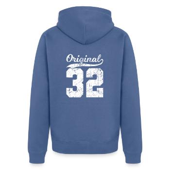 32 Original 92 Jahren Mann Frau Geburtstag - Unisex Premium Bio Zip Hoodie - Taubenblau - Hinten - Nico (187cm)