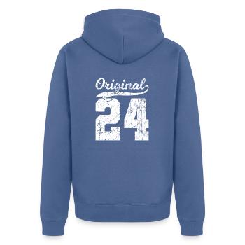 24 Original 100 Jahren Mann Frau Geburtstag - Unisex Premium Bio Zip Hoodie - Taubenblau - Hinten - Nico (187cm)