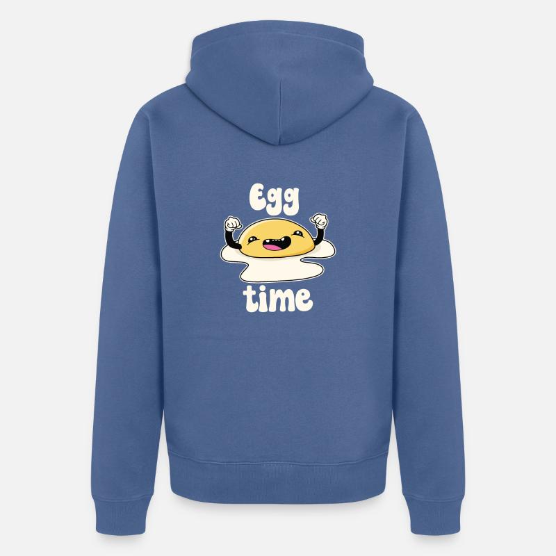 L’heure des œufs - Veste à capuche bio Premium Unisexe - bleu pigeon