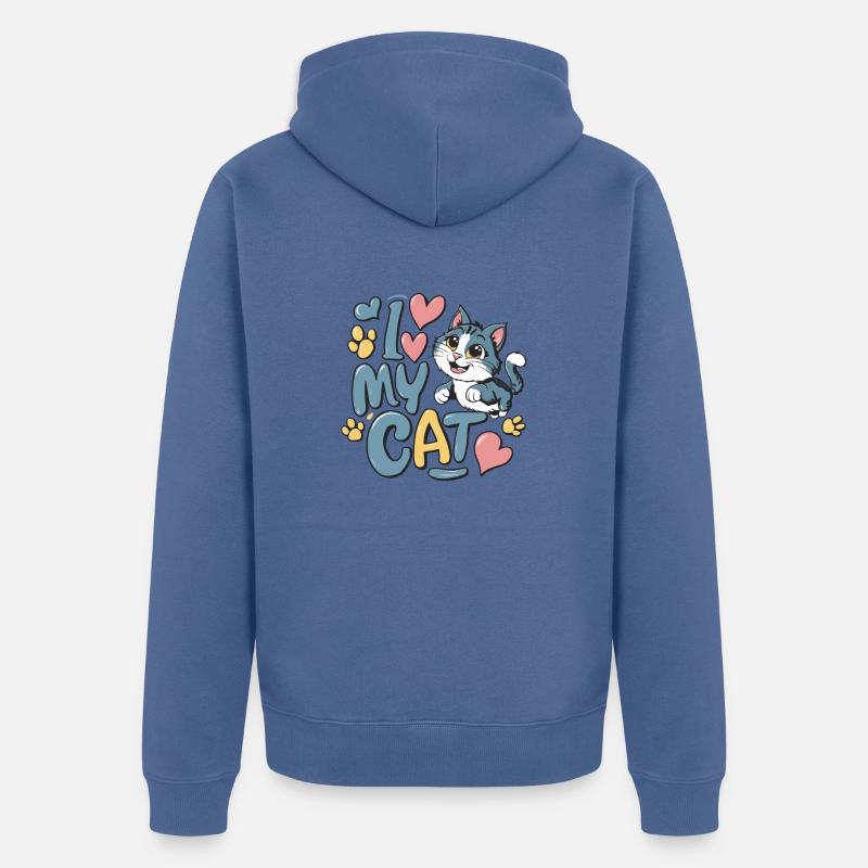 J’AIME MON CHAT - Veste à capuche bio Premium Unisexe - bleu pigeon
