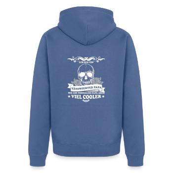 Tattoo-Dad Shirt - Unisex Premium Bio Zip Hoodie - Taubenblau - Hinten - Nico (187cm)