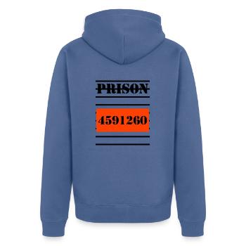 jail - Unisex Premium Organic Zip Hoodie - stone blue - Back - Nico (187cm)