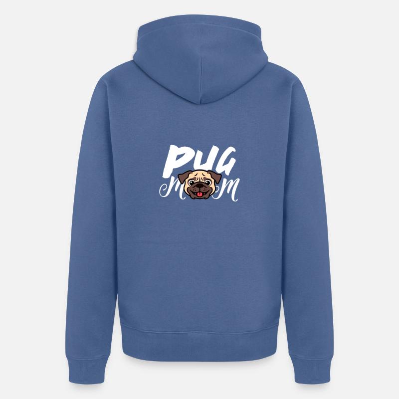 Mops Mama - Unisex Premium Bio Zip Hoodie - Taubenblau