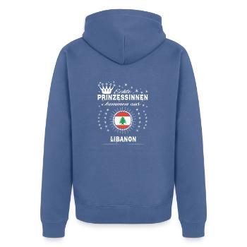Heimat Prinzessinnen kommen LIBANON - Unisex Premium Bio Zip Hoodie - Taubenblau - Hinten - Nico (187cm)