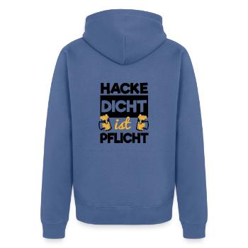 Männertrip Männerreise Männerrunde Männerurlaub - Unisex Premium Bio Zip Hoodie - Taubenblau - Hinten - Nico (187cm)