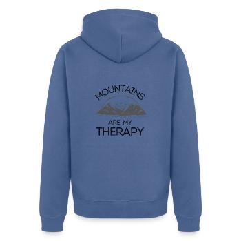 Les montagnes sont ma thérapie - Veste à capuche bio Premium Unisexe - bleu pigeon - Dos - Nico (187cm)