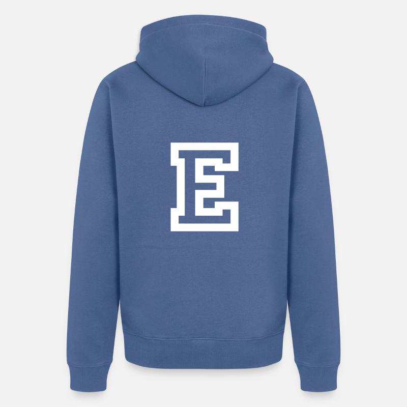 Buchstabe E - Unisex Premium Bio Zip Hoodie - Taubenblau