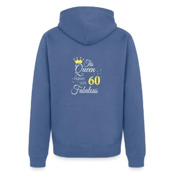 Geburtstag Königin wird 60 60. Geburtstag Frauen - Unisex Premium Bio Zip Hoodie - Taubenblau - Hinten - Nico (187cm)