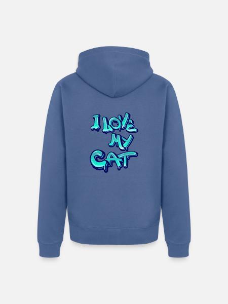 J’aime mon chat - Veste à capuche bio Premium Unisexe - bleu pigeon