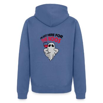 Here for the boos - Unisex Premium Organic Zip Hoodie - stone blue - Back - Nico (187cm)