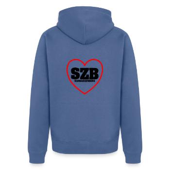 Schwarzenberg Erzgebirge Sachsen - Unisex Premium Bio Zip Hoodie - Taubenblau - Hinten - Nico (187cm)