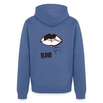 piercing & sang - Veste à capuche bio Premium Unisexe - bleu pigeon - Dos - Nico (187cm)