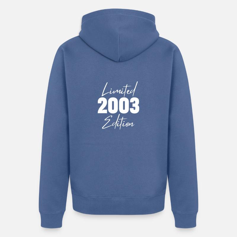2003 Édition Limitée - Veste à capuche bio Premium Unisexe - bleu pigeon