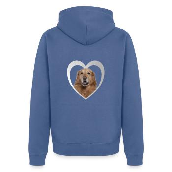 Hovawart Heart - J’aime Hovawart - Veste à capuche bio Premium Unisexe - bleu pigeon - Dos - Nico (187cm)