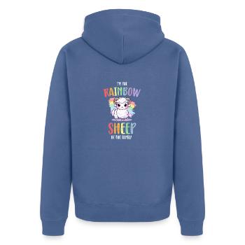Rainbow Sheep LGBT Lesbian Gay Community Pride - Unisex Premium Organic Zip Hoodie - stone blue - Back - Nico (187cm)