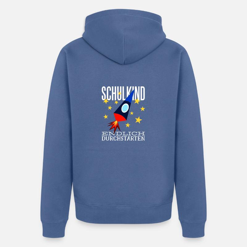 Schulkind Endlich Durchstarten - Unisex Premium Bio Zip Hoodie - Taubenblau