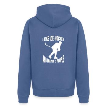 Joueur de hockey sur glace Fan de hockey sur glace Équipe de hockey sur glace - Veste à capuche bio Premium Unisexe - bleu pigeon - Dos - Nico (187cm)