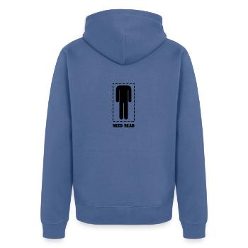 Lustig brauchen Kopf Witz Kopfloser Mann Knebel Humor - Unisex Premium Bio Zip Hoodie - Taubenblau - Hinten - Nico (187cm)