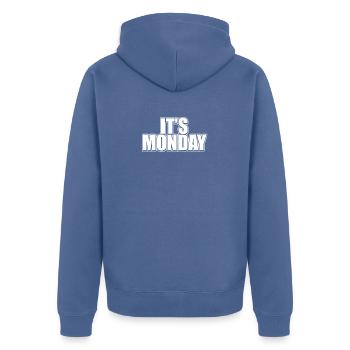 Funny It's Monday Prankster Day Of The Week Prank - Unisex Premium Organic Zip Hoodie - stone blue - Back - Nico (187cm)