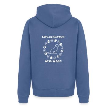 Chien Chiot Propriétaire de chien Golden Retriever Dogs - Veste à capuche bio Premium Unisexe - bleu pigeon - Dos - Nico (187cm)