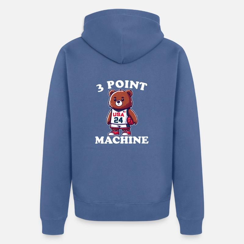 Basket-ball Machine à 3 points - Veste à capuche bio Premium Unisexe - bleu pigeon