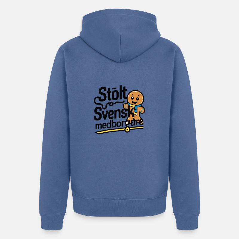 STOLT SVENSK MEDBORGARE - Veste à capuche bio Premium Unisexe - bleu pigeon