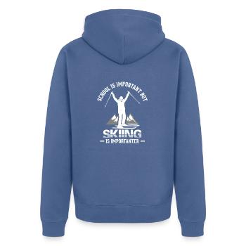 Ski Vintage Slogan Funny Skier - Unisex Premium Organic Zip Hoodie - stone blue - Back - Nico (187cm)