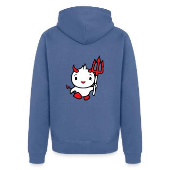 oiseau diable cornes satan trident enfer mal cool - Veste à capuche bio Premium Unisexe - bleu pigeon - Dos - Nico (187cm)