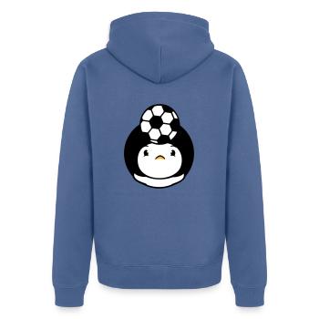 Duck Playing Soccer Header Ball Balancing Head - Unisex Premium Organic Zip Hoodie - stone blue - Back - Nico (187cm)