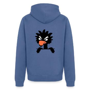 Raven Bird Peeps Evil Cool Funny Comic Humor Fun - Unisex Premium Organic Zip Hoodie - stone blue - Back - Nico (187cm)