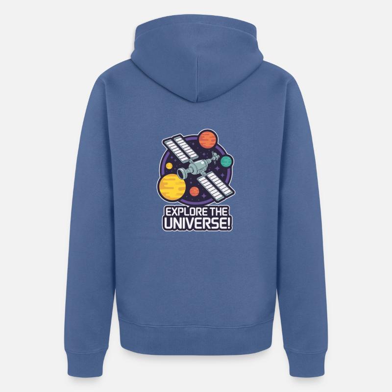 STATION SPATIALE, EXPLOREZ L’UNIVERS - Veste à capuche bio Premium Unisexe - bleu pigeon