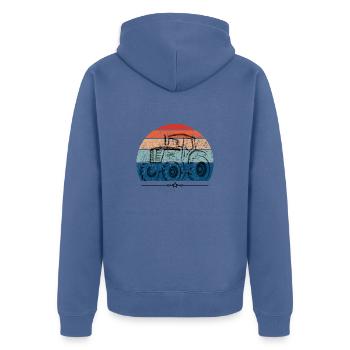 Tracteur vintage - Veste à capuche bio Premium Unisexe - bleu pigeon - Dos - Nico (187cm)