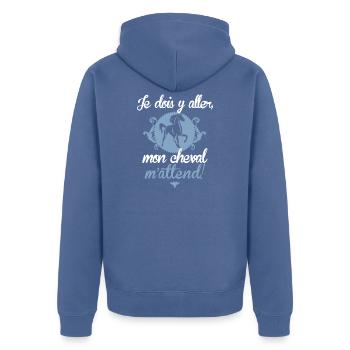 Mon cheval m'attend - Veste à capuche bio Premium Unisexe - bleu pigeon - Dos - Nico (187cm)