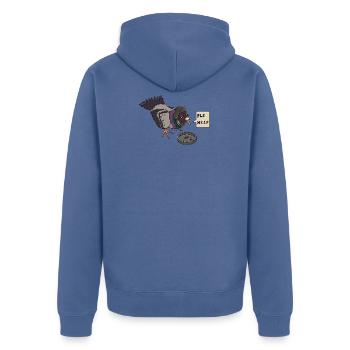 Traurige Taube - Unisex Premium Bio Zip Hoodie - Taubenblau - Hinten - Nico (187cm)