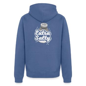 Extra Salty T-Shirt Funny Grumpy Angry Hater Salt - Unisex Premium Organic Zip Hoodie - stone blue - Back - Nico (187cm)