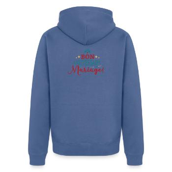 anniversaire de mariage - Veste à capuche bio Premium Unisexe - bleu pigeon - Dos - Nico (187cm)