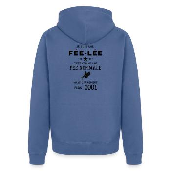 Cadeau amie fée lée clochette humour - Veste à capuche bio Premium Unisexe - bleu pigeon - Dos - Nico (187cm)