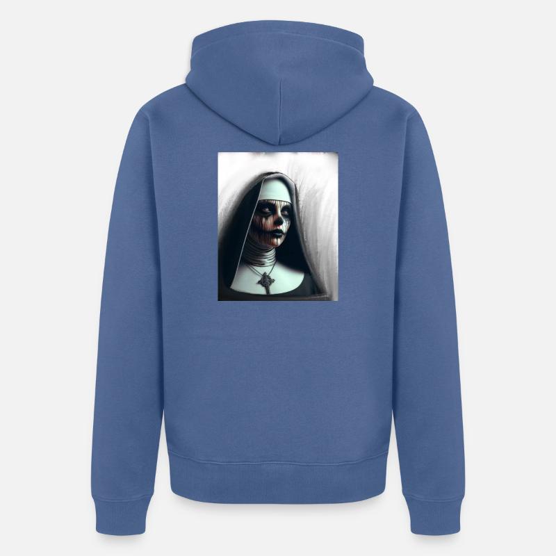 Nonne démoniaque dans le brouillard - Veste à capuche bio Premium Unisexe - bleu pigeon