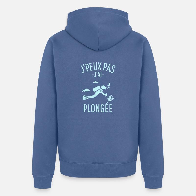 Humour plongée Plongeur - Veste à capuche bio Premium Unisexe - bleu pigeon