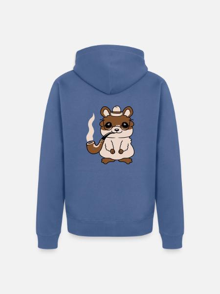 Herr Hamster raucht Pfeife - Unisex Premium Bio Zip Hoodie - Taubenblau