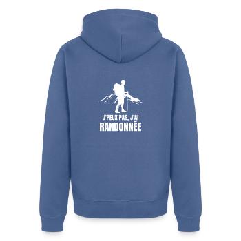 Je peux pas j ai randonnée - Veste à capuche bio Premium Unisexe - bleu pigeon - Dos - Nico (187cm)