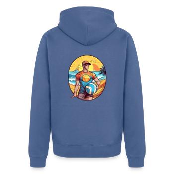 Rod Beachvolleyballspieler - Unisex Premium Bio Zip Hoodie - Taubenblau - Hinten - Nico (187cm)