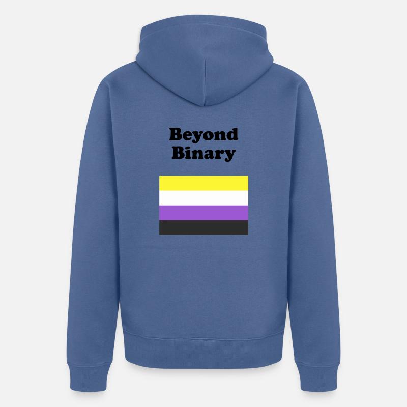 Non Binary Flag Beyond Binary - Unisex Premium Organic Zip Hoodie - stone blue