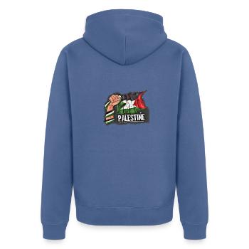 Palestine - Veste à capuche bio Premium Unisexe - bleu pigeon - Dos - Nico (187cm)