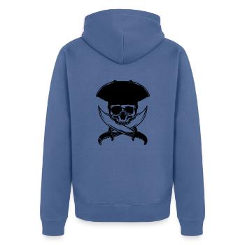 skull-pirate - Veste à capuche bio Premium Unisexe - bleu pigeon - Dos - Nico (187cm)