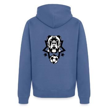football logo chien gardien sport ballon club - Veste à capuche bio Premium Unisexe - bleu pigeon - Dos - Nico (187cm)